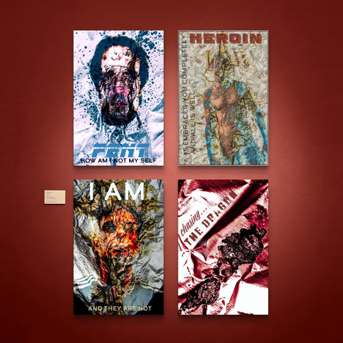 NARCOTICA: Communion (set of four 12x18 "heroin", "fent", "hubris", "the dragon"; signed, COA)